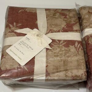 NEW S2 Pottery Barn Juliette Toile Reversible Pick-Stitch EURO Shams Rosewood